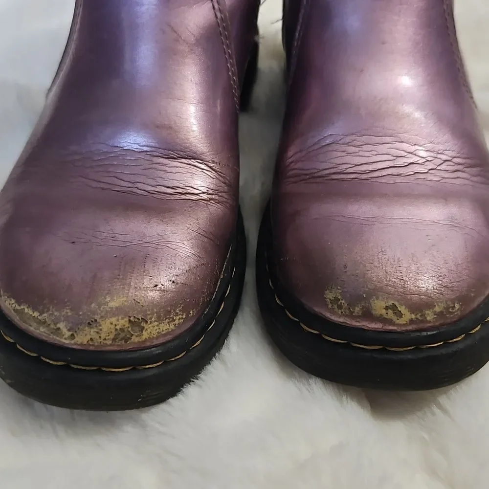 Dr. Martens Kids Purple Metallic Chelsea Boots Size 1 US / EU 32 | Side Zip